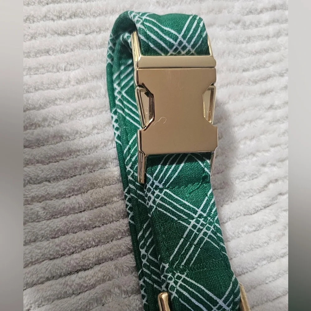 The Foggy Dog Green Plaid Dog Collar (L)
